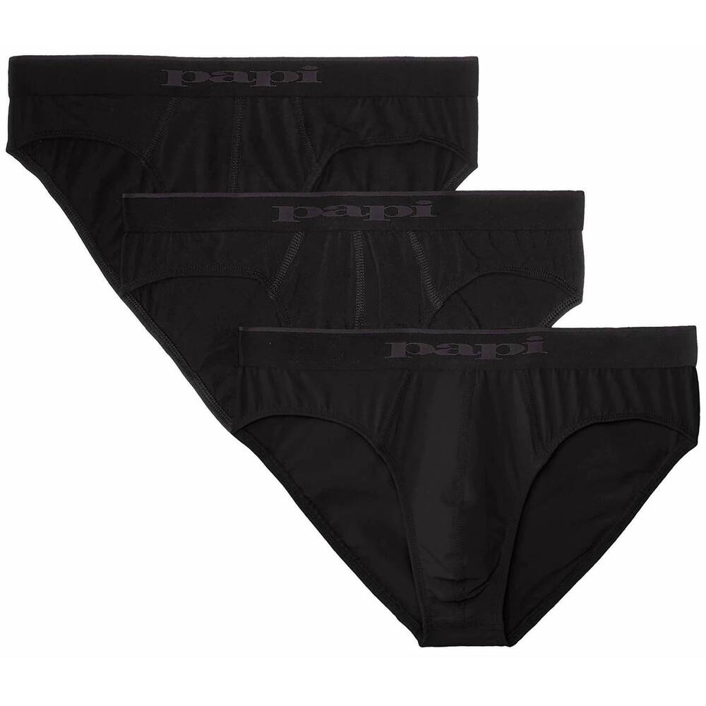NEW PAPI men's cotton stretch brief - 3-pack in black